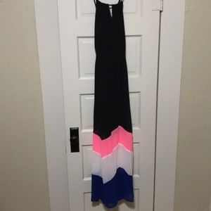 Black color block maxi dress